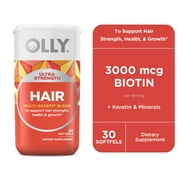 OLLY Ultra Strength Hair Support Softgel, Biotin, Keratin, Minerals, 30 Ct