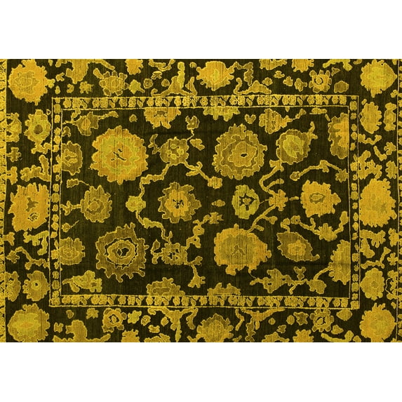 Ahgly Company Indoor Rectangle Oriental Yellow Traditional Area Rugs, 4' x 6'