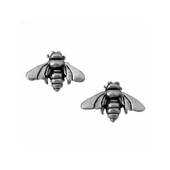 Solid .925 Sterling Silver Honey Bee Earrings with Hypoallergenic Posts and Backs Item #507