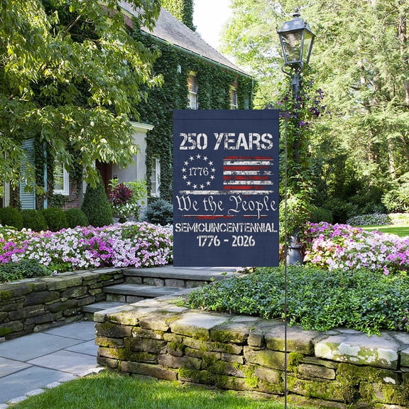 250 Years We The People Garden Flag 1776-2026 American Semiquincentennial Patriotic Burlap Yard Flag for Outdoor Decoration