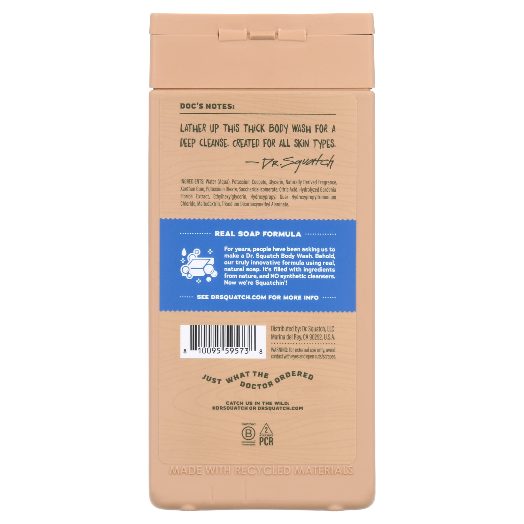 Dr. Squatch Mens Natural Body Wash, Sulfate Free Moisturizing Body Wash for men, Fresh Falls, 14 fl Oz