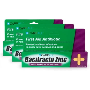 CareALL (3 Pack) 1oz Bacitracin Antibiotic Zinc Ointment. First Aid Ointment to Prevent and heal infections for Minor cuts, scrapes and Burns. 1 Ounce (Pack of 3)