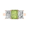 thumbnail image 2 of 4.0ct emerald cut green natural peridot 14k rose gold 3 stone Bridal Wedding Engagement Promise Anniversary Ring for Women size 7.25, 2 of 7