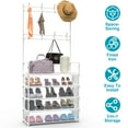thumbnail image 3 of White Entryway Hall Tree: Coat Rack & Shoe Rack Combo w/ 8 Hooks, 5-Tier Shelves - Freestanding Organizer for Entryway, Bedroom. Dustproof Design., 3 of 6