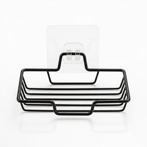 Appoft Bar Soap Holder for Shower, 304 Stainless Steel Rustproof, Wall Adhesive, Soap Tray Bar Soap Sponge Holder for Bathroom & Kitchen, Square, Black