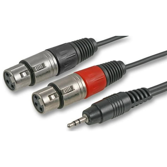 PULSE - 3.5mm Stereo Jack Plug to 2x 3 Pin XLR Sockets Lead, 3m Black
