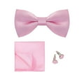 thumbnail image 2 of LShunze Bow Ties for Men Solid Color Pre-Tie Bow Tie and Pocket Square Set Classic Formal Tuxedo Bowties for Wedding Party, 2 of 8