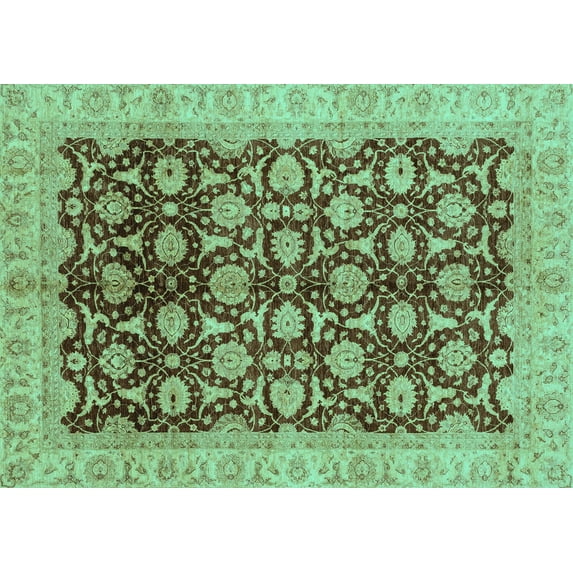 Ahgly Company Indoor Rectangle Oriental Turquoise Blue Traditional Area Rugs, 6' x 9'