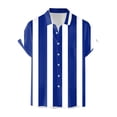 thumbnail image 3 of Camisas s Para Hombre Hombres manga corta primavera verano casual rayas impresas camisas top blusa camisas (Blue, XXL), 3 of 4
