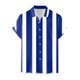 thumbnail image 3 of Camisas s Para Hombre Hombres manga corta primavera verano casual rayas impresas camisas top blusa camisas (Blue, M), 3 of 4