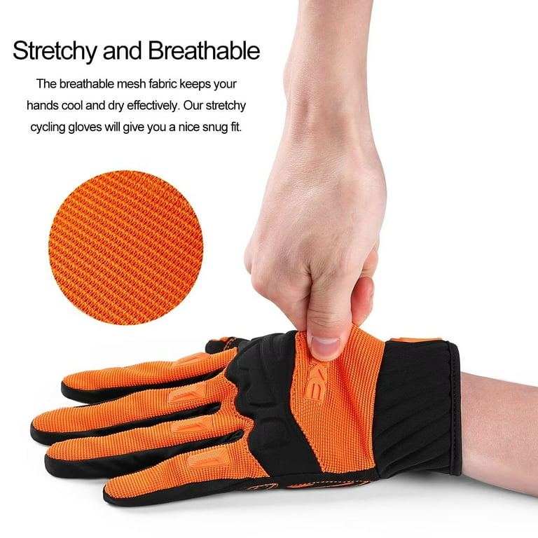 Orange mountain bike gloves cheap