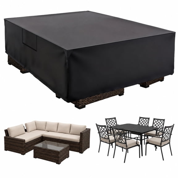 Alvantor Rectangle Patio Furniture Cover 600D Waterproof Outdoor Dining Table and Chair Cover Anti-UV Outside Sectional Sofa Set Covers