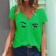 thumbnail image 3 of Gibobby Playeras Deportivas Camiseta casual Tops Moda de manga corta Impreso Verano Cuello en V Blusa de mujer（Verde， XXXL), 3 of 3