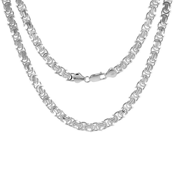 7mm Byzantine Chain 925 Sterling Silver Necklace Nickel Free Italy