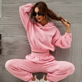 thumbnail image 5 of AOOCHASLIY Sweat Suits for Women Clearance Jogging Suits Casual Spring and Winter Solid Color Pullover Hooded Long Sleeve Shirt+Trousers Set, 5 of 8