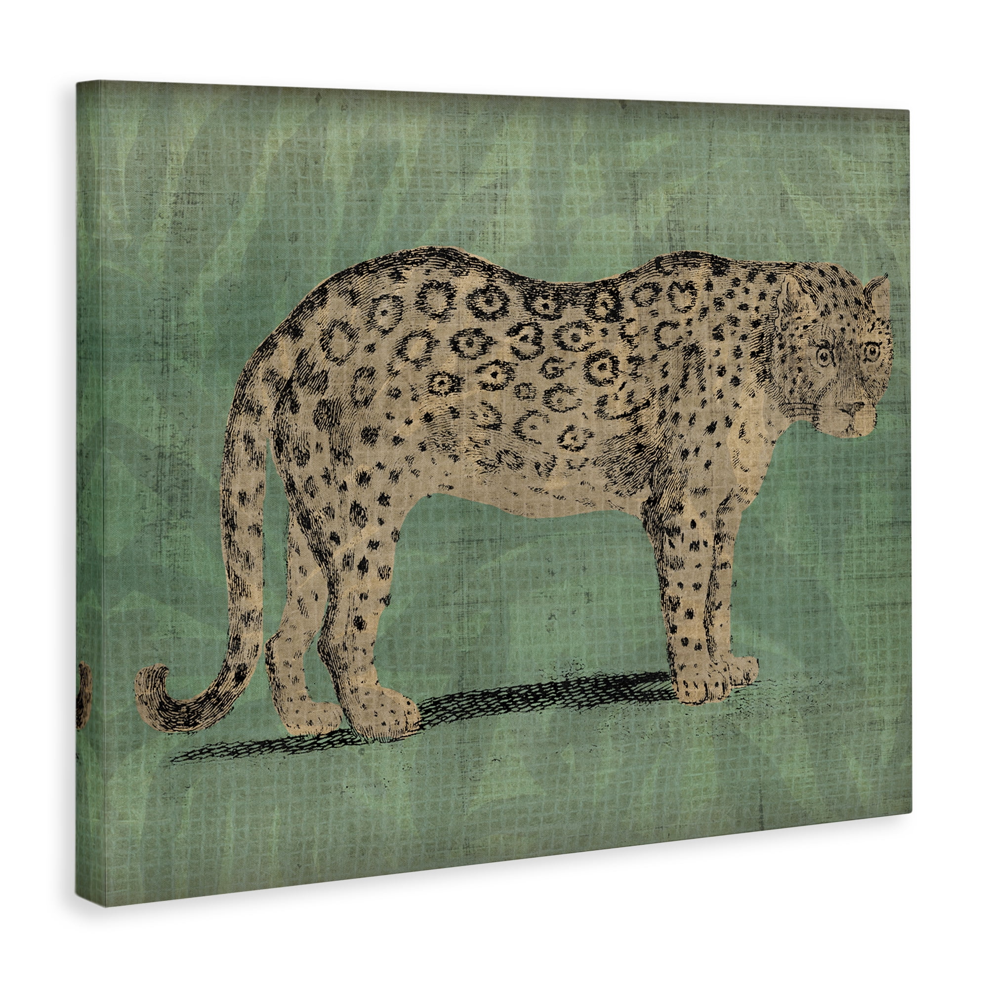 Stupell Industries Traditional Cheetah on Green Animals & Insects Painting Gallery Wrapped Canvas Art Print Wall Art, 20 x 16