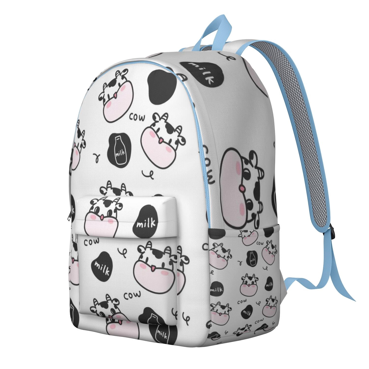 Farmhouse Cow Backpack for Teens, Durable and Lightweight Laptop Bag with Bull, Buffalo, and Black & White Cow Print Design
