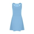 thumbnail image 6 of lcziwo Girls Summer Athletic Sundress Fashion Sleeveless Tennis Workout Dresses Lightweight Breathable Comfort Sports Dress Blue 10-11Years, 6 of 8