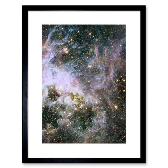 Hubble Space Telescope Image Probes Interior Of Tarantula Nebula Near Infrared Deep View 30 Doradus Star Birth Dust Large Magellanic Cloud Artwork Framed Wall Art Print 9X7 Inch