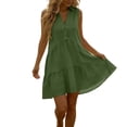 thumbnail image 3 of VBVC Women's Collared V-Neck Tiered Mini Dress,Ladies' Sleeveless Button Detail Flowy Dress,Casual Loose Fit Ruffle Hem Tunic Dress For Women,Army Green,S-2XL, 3 of 6
