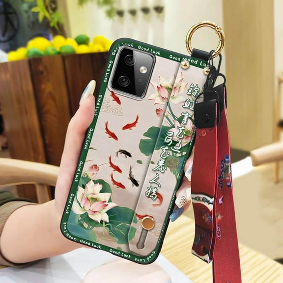 LYM-Phone Case For MOTO G Power 5G 2023, Phone Holder Wrist Strap Fashion Dirt-resistant Chinese style Elderly lady Ring Wristband Back Cover Lanyard For Mom Anti-dust Durable Protective