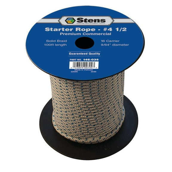 Solid Braid Starter Pull Rope For Stens 146-035 100'/ #4 1/2 Reel; 146-035