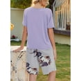 thumbnail image 5 of Loritta Lounge Sets for Women Summer Round Neck Short Pajama Bow Shorts with Printing Casual 2 Piece Womens Pjs Sets,S-2XL, 5 of 5