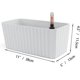 thumbnail image 5 of Juego de 2 jardineras rectangulares de plástico blanco con autorriego, maceta con reserva de agua e indicador de nivel de agua con sistema de riego para facilitar la planificación, 5 of 5