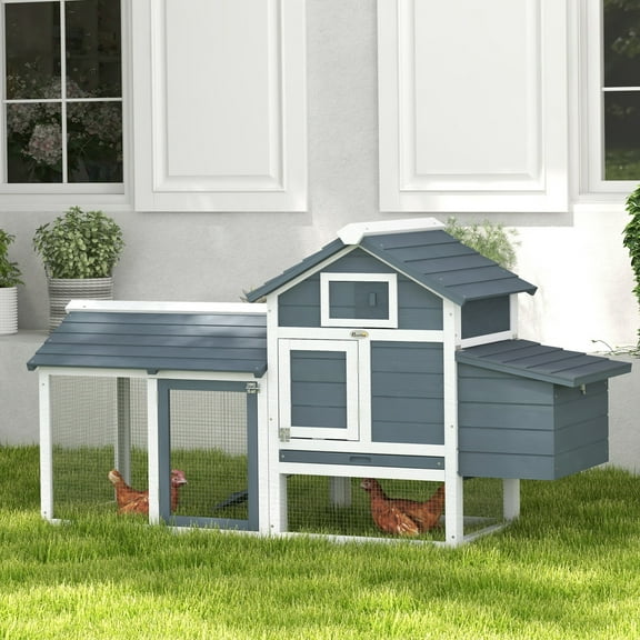 ZephyPaws Chicken Coop Large Wooden Chicken Tractor,Waterproof Outdoor Hen House,Poultry Cage Back Yard Chicken Coops with Run,Laying Boxes And Secure Enclosure (Sloping Roof)