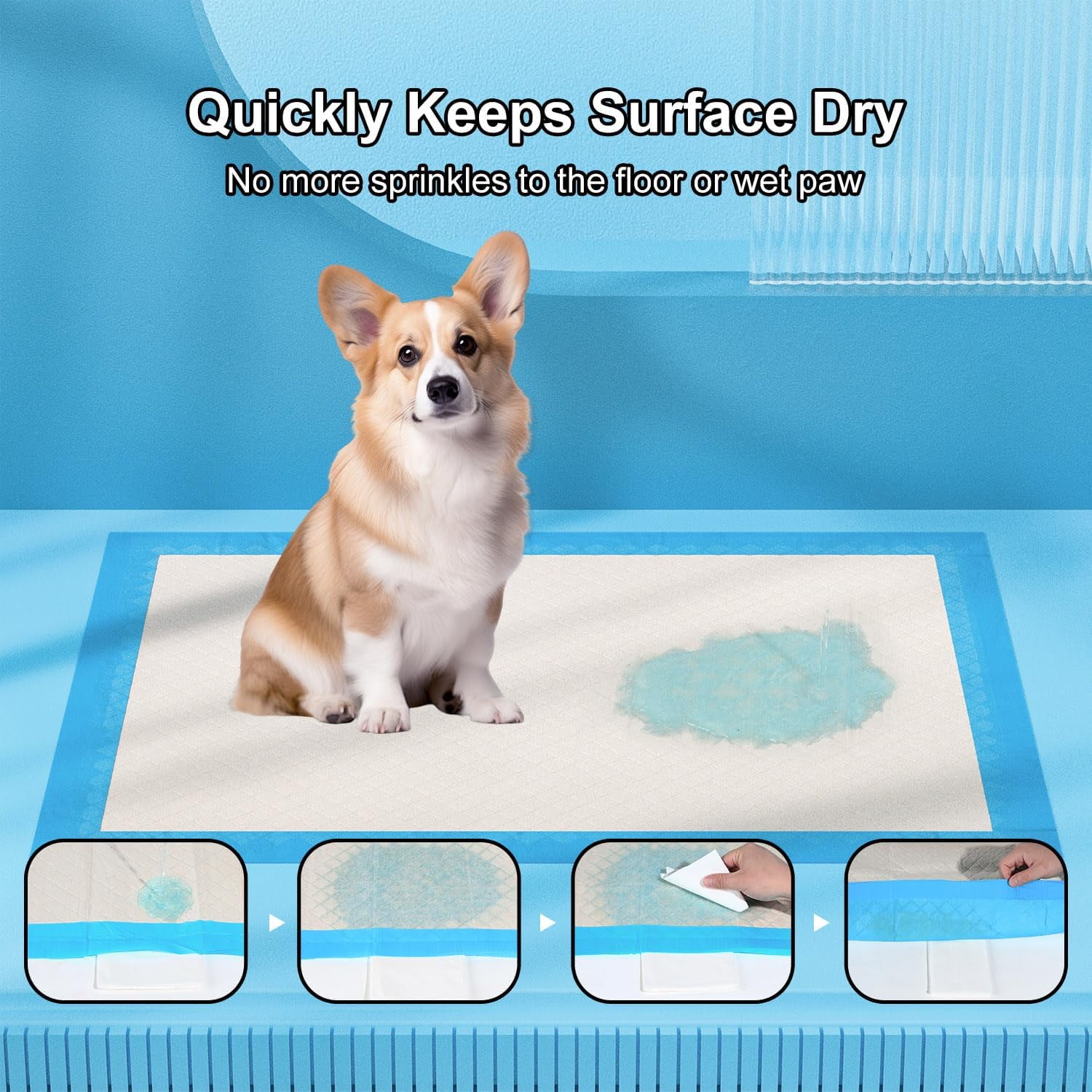 Nomipaw Pee Pads for Dogs - 28 x 34 inchs - 50 Count -  Super Absorbent - Leak-Proof & Odor-Control - Full Edge Wrapping Pad