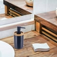 thumbnail image 6 of Elegant Navy Blue Soap Dispenser - Polyresin and Bamboo Design, Refillable Liquid Pump, 6 of 6