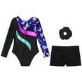 thumbnail image 4 of TiaoBug Kids Girls Gymnastics Leotards with Shorts Ballet Dancewear Unitards Navy Blue 12, 4 of 5