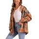 thumbnail image 4 of CAMISA DE CUADROS SUELTA DE HOMBRO CAÍDO PARA MUJERES INSPIRADA EN CHIC NARANJA M, 4 of 6