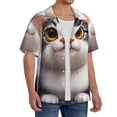 thumbnail image 2 of Susaid Cute Cartoon Kitten Print Men's Polo Shirts Button Down Short Sleeve Casual Summer Beach Vintage Shirts for Men-Large, 2 of 5