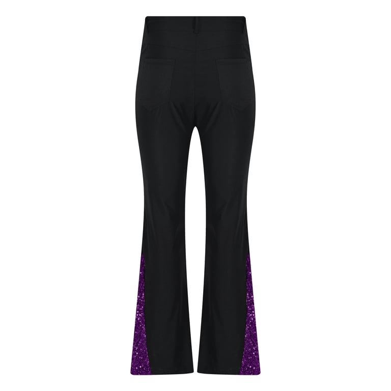 ZVNAΖH Men's Flare Pants 70s Disco Pants Dancing Party Personality