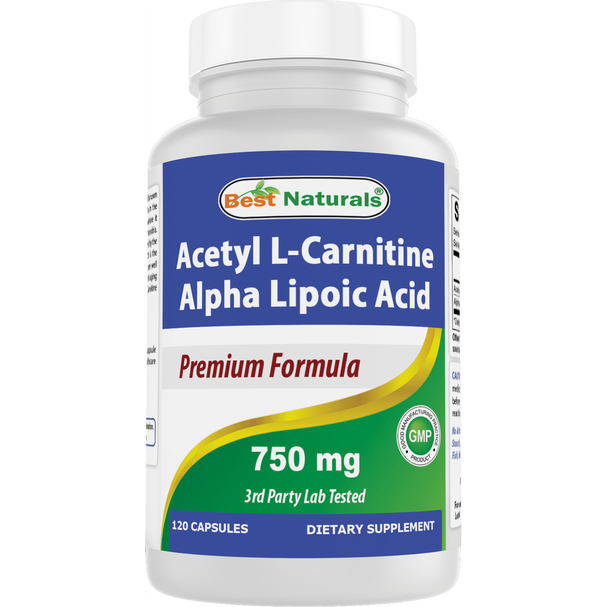 Best Naturals Acetyl L-Carnitine and Alpha Lipoic Acid 750 mg 120 Capsules