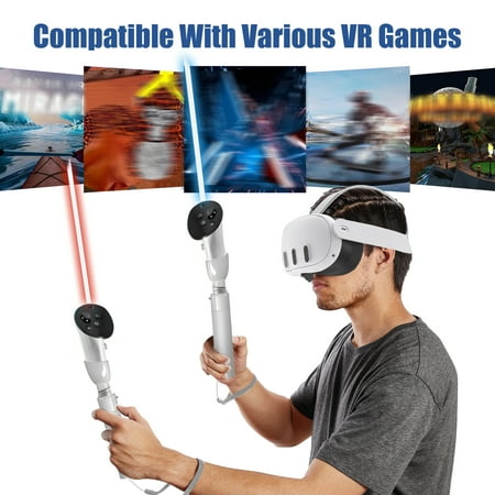 TSV VR Handle Attachments Fit for Meta Quest 3 Controller, VR Handles Extension Grips