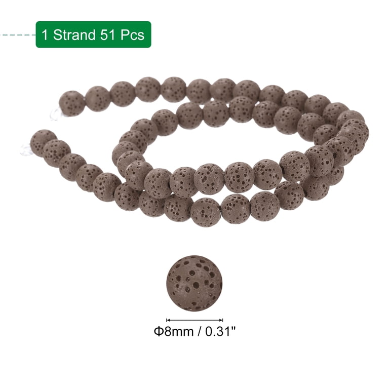 40pcs Natural Black Lava Stone Beads - 8mm Round Loose Beads With 2.5mm Large Hole For Jewelry Making