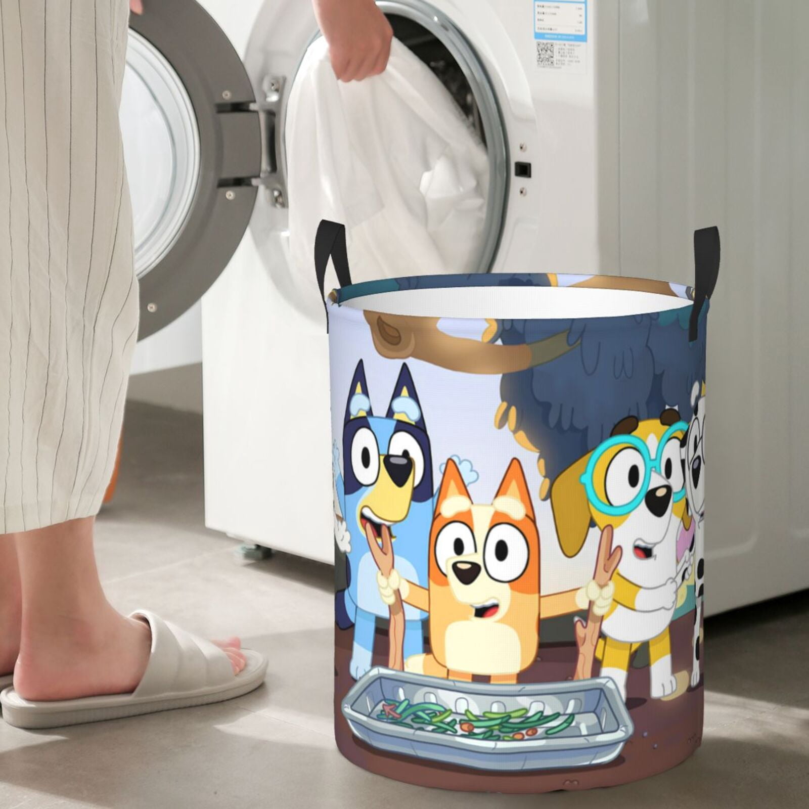 Johaoi Bluey Pattern Round Large Laundry Basket -Storage Basket - Toy Storage Basket, Perfect as Hamper, Kids Room Storage, and Toy Containment-