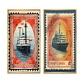 thumbnail image 2 of Designart "Vintage RMS Titanic Postal Stamp II" Boat Framed Wall Art Set Of 2 - Modern Red Framed Wall Art Set Of 2, 2 of 6