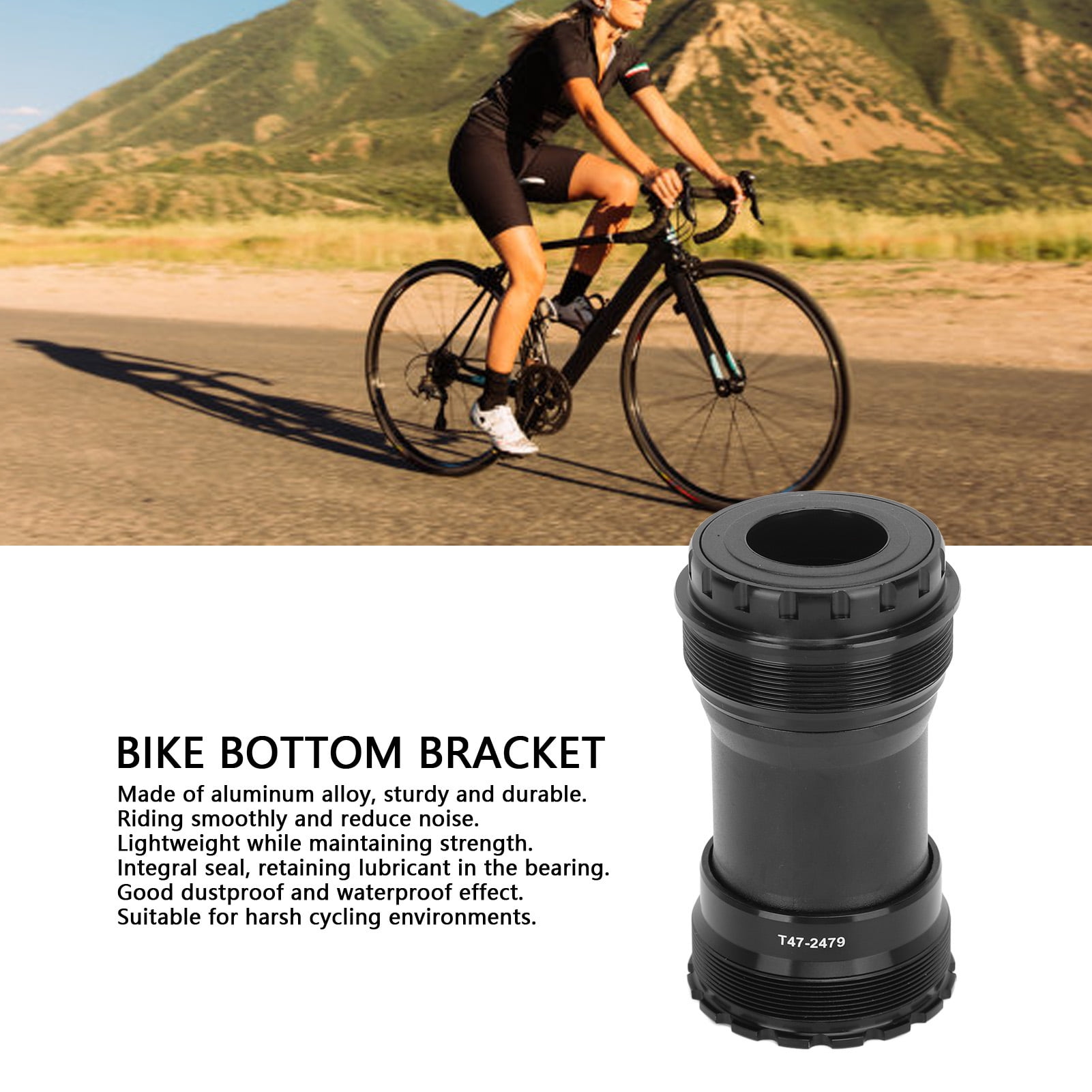 Bike Way Central Shaft, 24mm Crank Mountain Bike Bottom Bracket Low Noise  Firm Fixing For Cycling