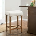thumbnail image 5 of Costway Set of 2 Nailhead Saddle Bar Stools 24'' Height w/ Fabric Seat & Wood Legs Beige, 5 of 10
