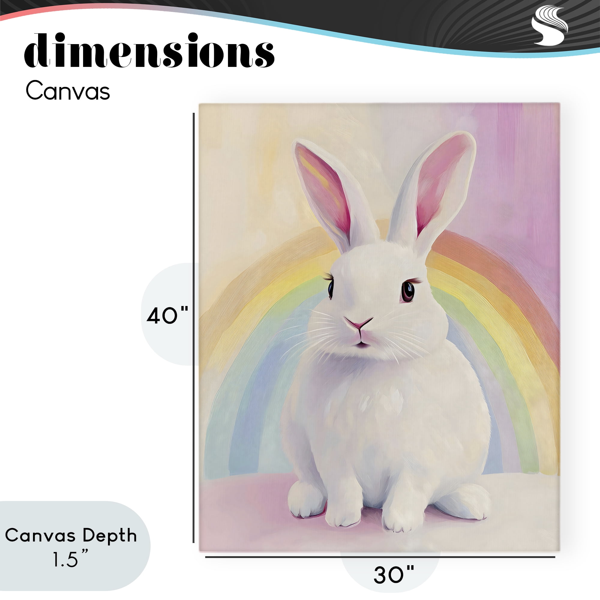 Stupell Industries Rainbow Bunny in Pastel Hues Canvas Wall Art, design by The Prints Vibe