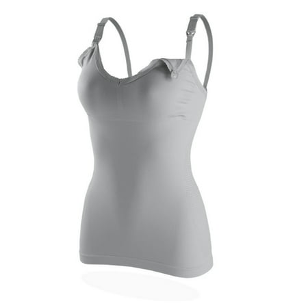 2Pack Nursing Camisole with Bra Plus Size Womens Built in Cami Tops for Breastfeeding  Gray L