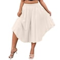 thumbnail image 2 of Stamzod Womens Plus Size Capris Summer Flowy Wide Leg Capri Pants Casual Loose Palazzo Cropped Pants with Pockets White XXXL, 2 of 8