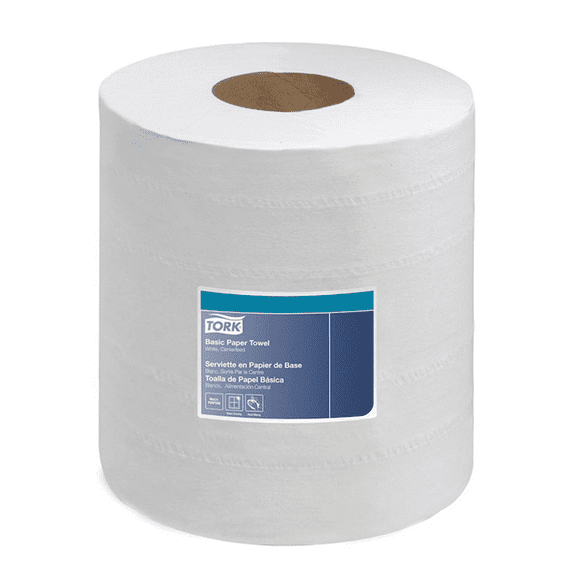 Tork Molnlycke 121202 Soft Centerfeed Hand Towel, 7.8 in Dia x 599.83 ft L x 8-1/4 in W Roll, 610, Recycled Fiber/Paper
