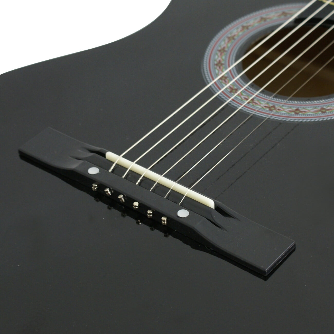 ZenSports 38-in Kids Beginner Acoustic Guitar Starter Kit 6 Strings W/Case, Strap, Tuner, Pick - Black