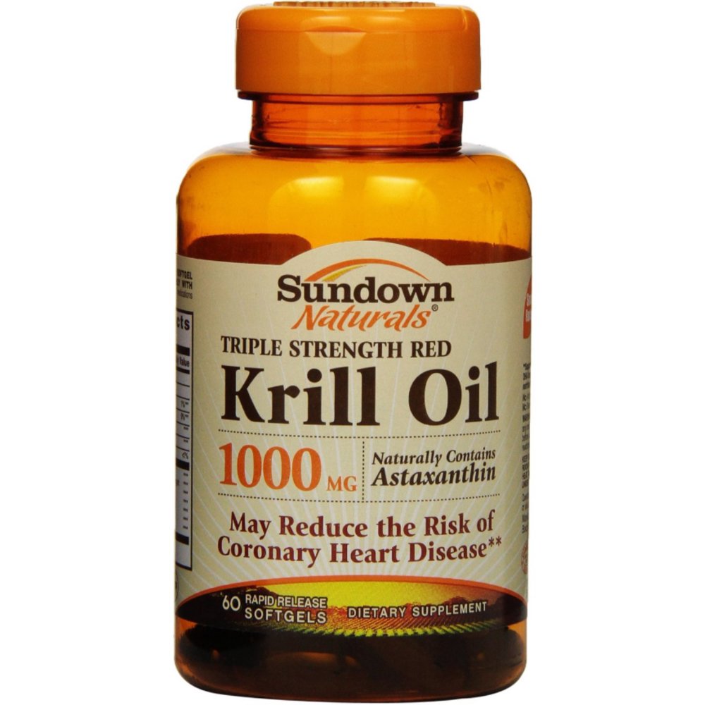 Sundown Naturals Krill Oil 1000 mg Softgels Triple Strength Red 60 Soft