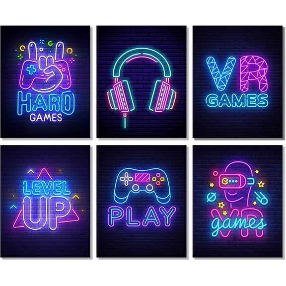 Video Game Posters Gamer Room Decor Neon Gaming Poster for Boys Room Decor Gaming Room Wall Art Decor Colorful Game Print Wall Canvas for Teens Men Girls Bedroom Playroom Game Room(Unframed)