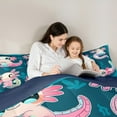 thumbnail image 4 of Feelyou Girly Pink Axolotl Bedding Comforter Set 7pcs, Cartoon Ocean Coral Queen Bedding Sets, Kawaii Sealife Animal Reversible Queen Sheet Sets, Microfiber Bedroom Decor, 4 of 7